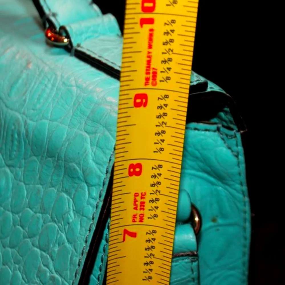 Kate Spade New York Turquoise Crocodile Print Leather Shoulder Bag